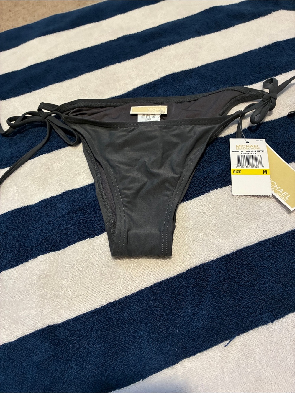 Michael Kors Gun Metal Tie-Side Bikini Bottom NWT